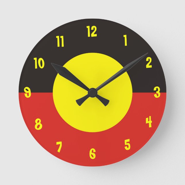 Reloj Redondo Mediano aboriginal flag clock (Anverso)