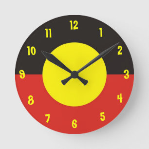 Reloj Redondo Mediano aboriginal flag clock