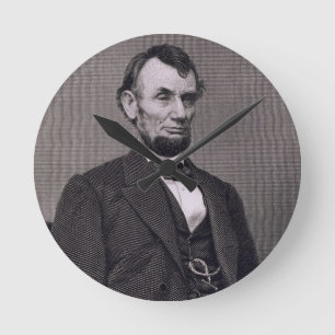 Reloj Redondo Mediano Abraham Lincoln, grabado de una fotografía cerca