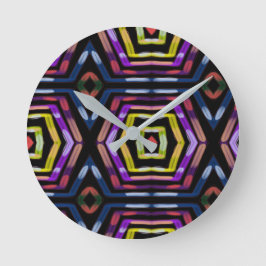 Reloj Redondo Mediano Abstracción de Circuitos de Neón Futurista