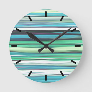 Reloj Redondo Mediano Abstract #2: Aqua blue green blur