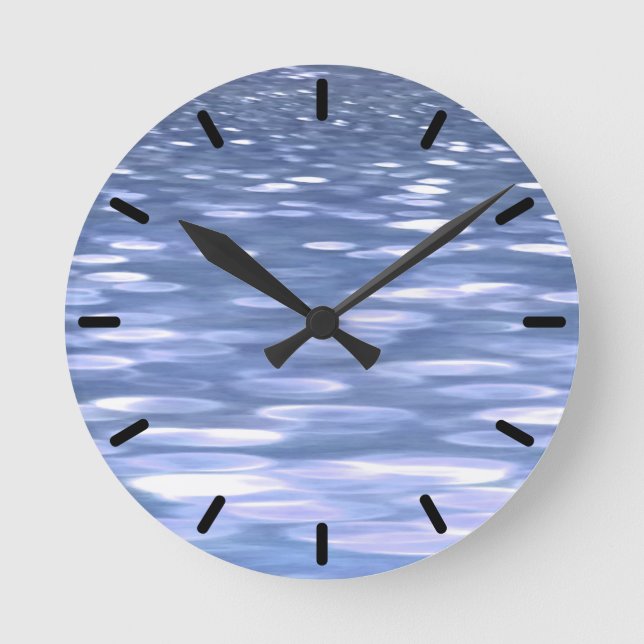 Reloj Redondo Mediano Abstract #3: Powder blue shimmer (Anverso)
