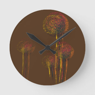 Reloj Redondo Mediano Abstract Autumn Flower Trees