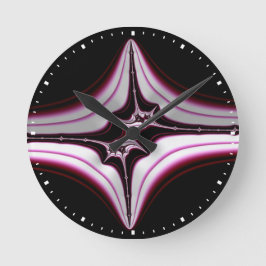 Reloj Redondo Mediano Abstract Black Pink Symmetrical Fractal 