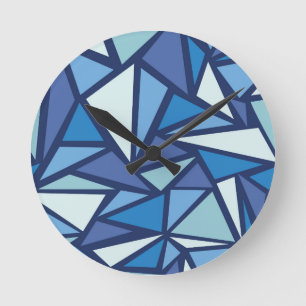 Reloj Redondo Mediano Abstract Blue Ice Crsytal Pattern