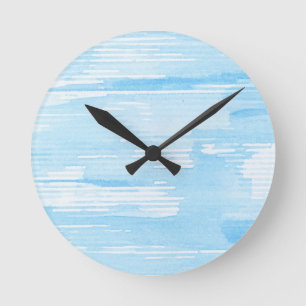 Reloj Redondo Mediano Abstract blue watercolor background, texture.