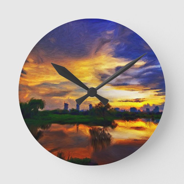 Reloj Redondo Mediano Abstract Colors Painting | Saigon Sunset (Anverso)