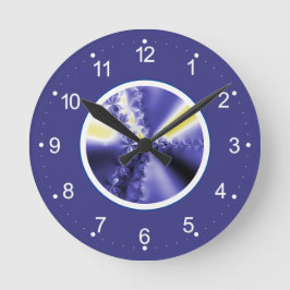 Reloj Redondo Mediano Abstract Dark Blue Fractal