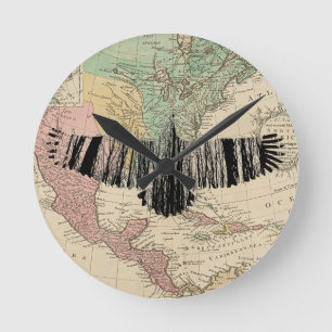 Reloj Redondo Mediano Abstract Eagle Tree Silhouettes America USA Map