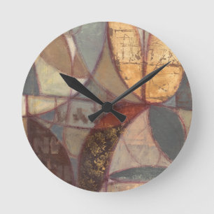 Reloj Redondo Mediano Abstract Floral Leaf Painting by Norman Wyatt