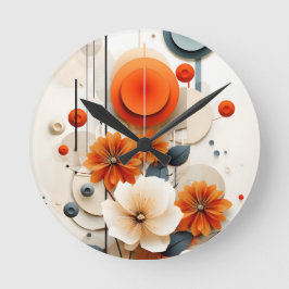 Reloj Redondo Mediano Abstract Geometric Floral