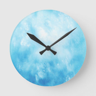 Reloj Redondo Mediano Abstract Hand Drawn Watercolor Background: Blue