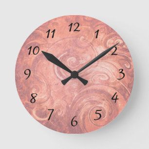 Reloj Redondo Mediano Abstract Light Pink Swirls Wall Clock with Numbers
