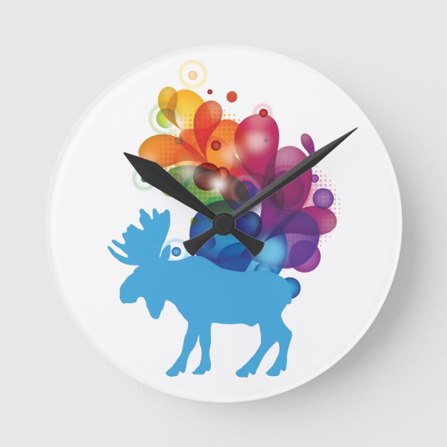 Reloj Redondo Mediano Abstract Moose Wall Clock (Anverso)