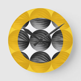Reloj Redondo Mediano Abstract Mustard Yellow and Grey