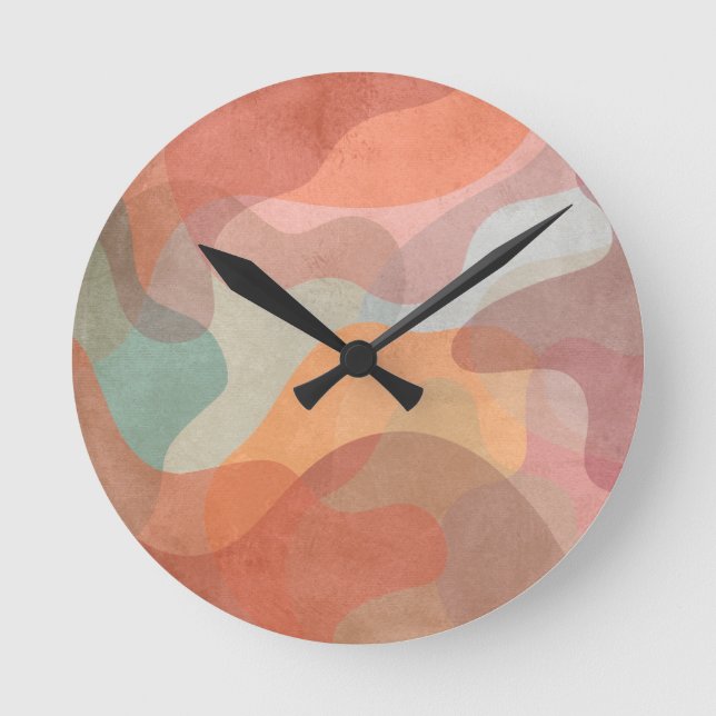 Reloj Redondo Mediano Abstract Overlapping Pastel Blobs Background (Anverso)