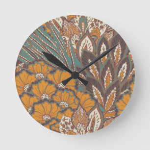Reloj Redondo Mediano Abstract Peacock Feather Pattern