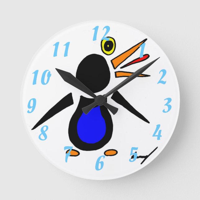 Reloj Redondo Mediano Abstract Penguin Clock (Anverso)