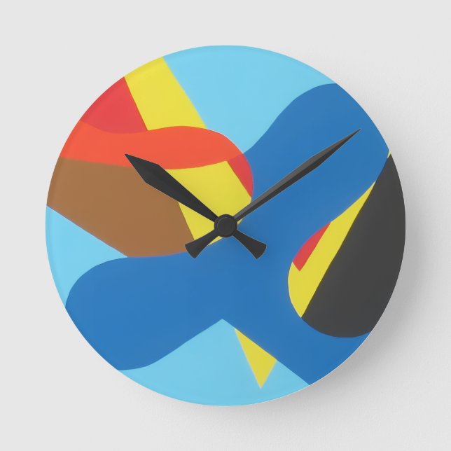 Reloj Redondo Mediano Abstract Shapes on Blue Round Clock (Anverso)
