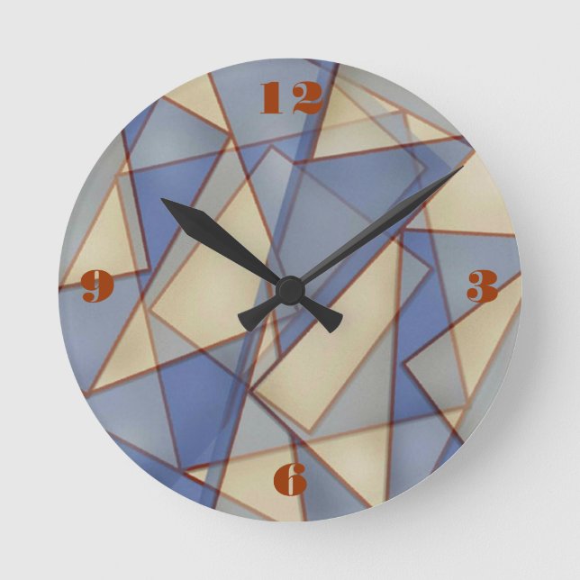 Reloj Redondo Mediano Abstract Triangles Wall Clock (Anverso)