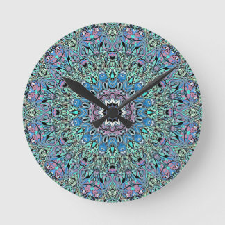 Reloj Redondo Mediano Abstract Turquoise Mandala
