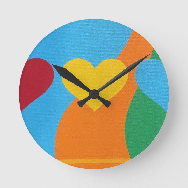 Reloj Redondo Mediano Abstract Vibrant Heart Shapes Round Clock (Anverso)