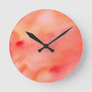 Reloj Redondo Mediano Abstract Watercolor Background - Orange