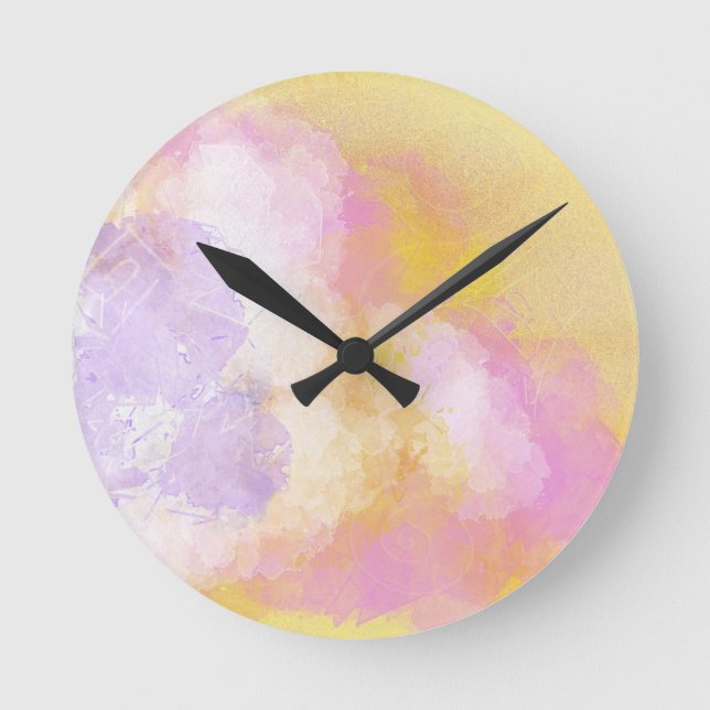 Reloj Redondo Mediano Abstract Watercolors - Orange Background (Anverso)