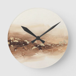 Reloj Redondo Mediano Abstracto de cobre dorado beige terroso moderno 3D