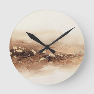 Reloj Redondo Mediano Abstracto de cobre dorado beige terroso moderno 3D