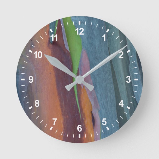 Reloj Redondo Mediano Abstracto Del Árbol De Goma Arcoiris (Anverso)