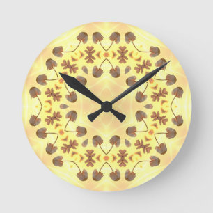 Reloj Redondo Mediano Abstracto floral amarillo