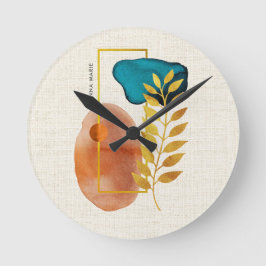Reloj Redondo Mediano Abstracto Geométrico Moderno Minimalista de Mitad 