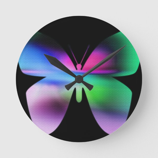 Reloj Redondo Mediano Abstracto mariposa colorida (Anverso)
