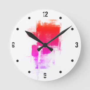 Reloj Redondo Mediano abstracto rojo púrpura moderno mínimo