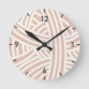 Reloj Redondo Mediano Abstracto rosa lavado con sol Bola de yarn estiliz
