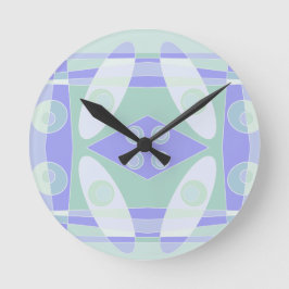 Reloj Redondo Mediano Abstracto Surfing Pastel Verde Púrpura