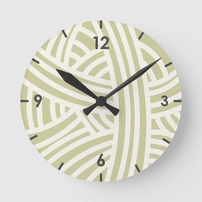 Reloj Redondo Mediano Abstracto verde apasionado de la bola Yarn (Anverso)