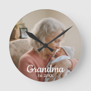 Reloj Redondo Mediano Abuela de escritura simple Est.Foto Año