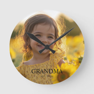 Reloj Redondo Mediano Abuela de Foto Personalizada