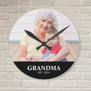 Reloj Redondo Mediano Abuela Estableció Foto Blanca Moderna