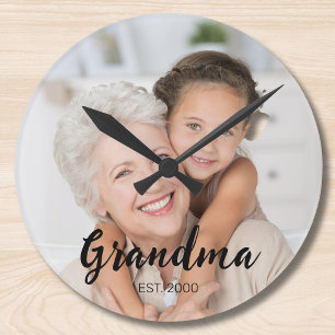 Reloj Redondo Mediano Abuela Estableció Foto de Letra Moderna
