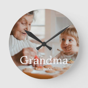 Reloj Redondo Mediano Abuela Estableció Regalo de Foto Moderno