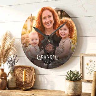 Reloj Redondo Mediano Abuela Personalizada Est Moderno Blanco Escritura