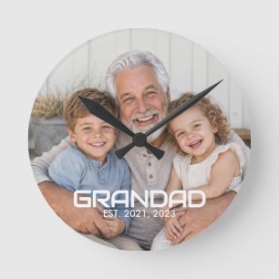 Reloj Redondo Mediano Abuelo Estableció Foto Negra Blanca Negrita