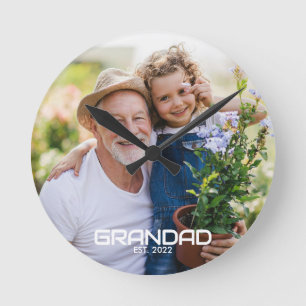 Reloj Redondo Mediano Abuelo Estableció Foto Negra Blanca Negrita