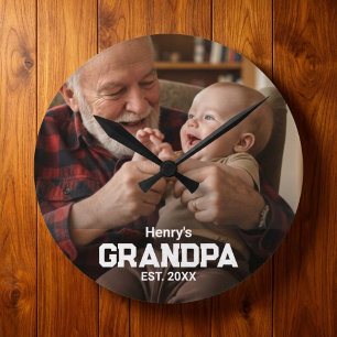 Reloj Redondo Mediano Abuelo Moderno Est. Nombre Año Foto Negro