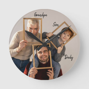 Reloj Redondo Mediano Abuelo Padre Hijo Personalizado 