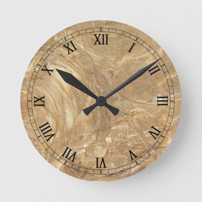 Reloj Redondo Mediano Acabado falso de mármol de crema (Anverso)