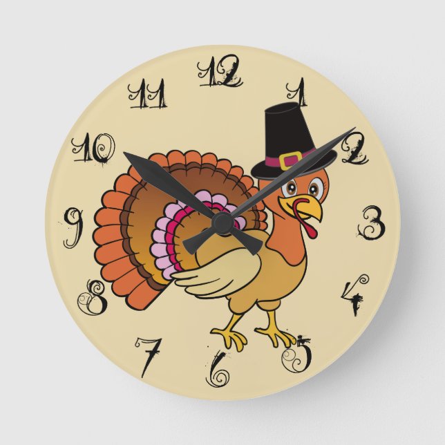 Reloj Redondo Mediano Acción de gracias Turquía (Anverso)